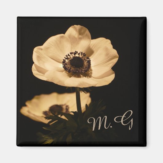 Elegant Anemone Flowers Initials マグネット (正面)