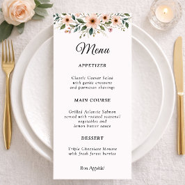 Elegant Anemone Wildflower Botanical Wedding Menu  メニュー