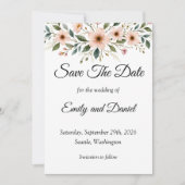 Elegant Anemone Wildflower Save the Date Card (正面)