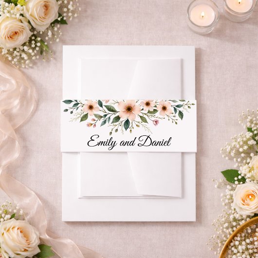 Elegant Anemone Wildflower Wedding Invitation 招待状ベリーバンド