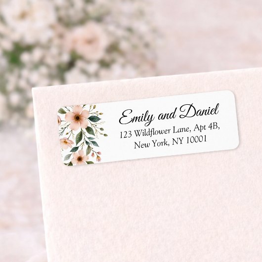 Elegant Anemone Wildflower Wedding Return Address  ラベル