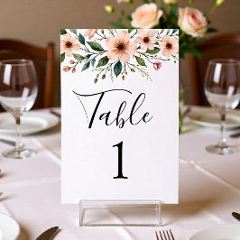Elegant Anemone Wildflower Wedding Table Number  テーブルナンバー