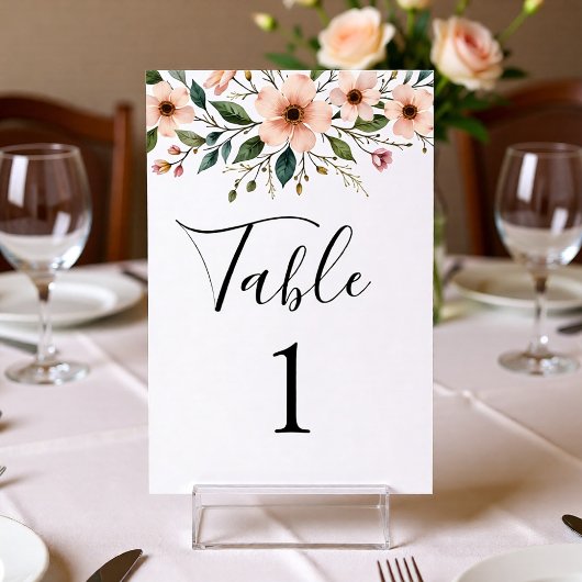 Elegant Anemone Wildflower Wedding Table Number  テーブルナンバー