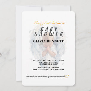Elegant Angel Baby Shower Invitation 招待状