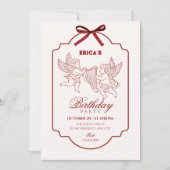 Elegant angel cupid music birthday 招待状 (正面)