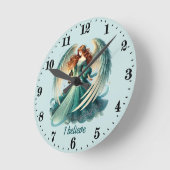 Elegant Angel lovers customizable ラウンド壁時計 (傾斜)