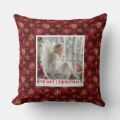 Elegant Angel Poinsettia Red Gold Accent Christmas クッション (正面)
