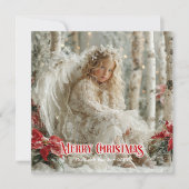 Elegant angelic angel red gold festive radiance  シーズンカード (正面)