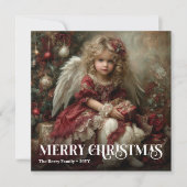 Elegant Angelic Victorian Holiday Christmas Card シーズンカード (正面)