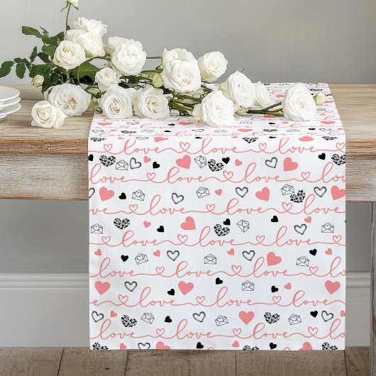 Elegant Anniversary Love Lettering Table Runner ロングテーブルランナー