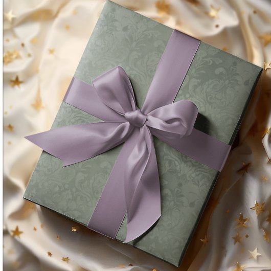 Elegant Antique Damask Dark Silver Pine  ラッピングペーパー