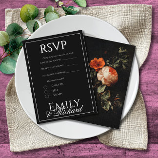 Elegant Antique Floral Wedding RSVP Meal Choices エンクロージャーカード