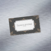 Elegant Antique Gold Botanical Black Formal Frame マグネット名刺 (インサイチュ)