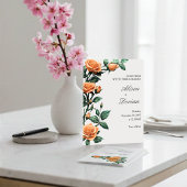 Elegant Apricot Orange Rose Floral Wedding 招待状