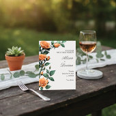 Elegant Apricot Orange Rose Floral Wedding 招待状