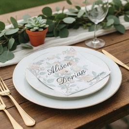 Elegant Apricot Orange Rose Wedding Paper スタンダードカクテルナプキン