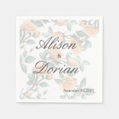 Elegant Apricot Orange Rose Wedding Paper スタンダードカクテルナプキン (正面)