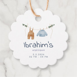 Elegant Aqiqah Favor Tags Baby Boy Thank You Gift  フェイバータグ