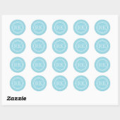 Elegant Aqua Blue Script Professional Monogram ラウンドシール (シート)