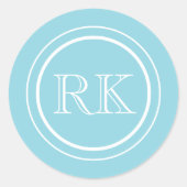 Elegant Aqua Blue Script Professional Monogram ラウンドシール (正面)