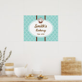 Elegant Aqua Cupcake Business Sign Art  Print ポスター (キッチン)