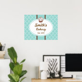 Elegant Aqua Cupcake Business Sign Art  Print ポスター (ホームオフィス)