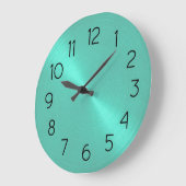 Elegant Aqua Green Sheen ラージ壁時計 (傾斜)