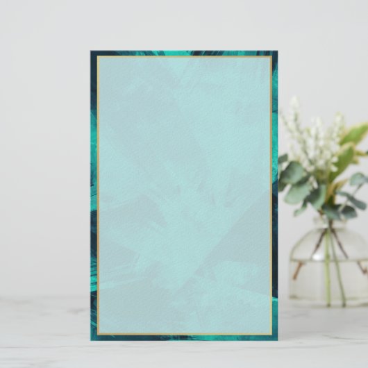 Elegant Aquamarine and Gold 便箋 (スタンド正面)