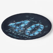 Elegant Aquamarine Blue Jewel 40th Birthday ペーパープレート (アングル)