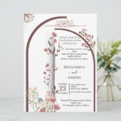 Elegant Arabic Calligraphy Floral Wedding Template 招待状 (スタンド正面)