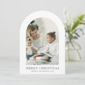 Elegant Arch 1 Photo Green Christmas Holiday Card 招待状 (スタンド正面)
