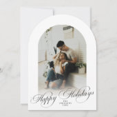 Elegant Arch 1 Photo Green Christmas Holiday Card 招待状 (正面)