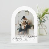 Elegant Arch 1 Photo Green Christmas Holiday Card 招待状 (スタンド正面)