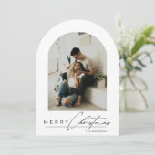 Elegant Arch 1 Photo Green Christmas Holiday Card 招待状 (スタンド正面)