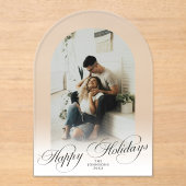 Elegant Arch 1 Photo Merry Christmas Holiday Card アクリル招待状 (正面)