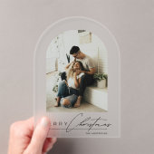 Elegant Arch 1 Photo Merry Christmas Holiday Card アクリル招待状 (インサイチュ (ポータブル))