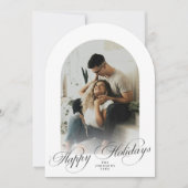 Elegant Arch 1 Photo Merry Christmas Holiday Card 招待状 (正面)