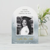 Elegant Arch Blue Marble Graduation Photo  招待状 (スタンド正面)