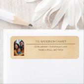 Elegant Arch Family Photo Beige Return Address ラベル (インサイチュ)