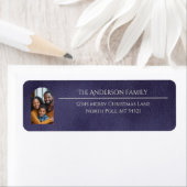 Elegant Arch Family Photo Blue Return Address ラベル (インサイチュ)