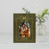 Elegant Arch Family Photo Bow Christmas 箔シーズンポストカード (立ち正面)