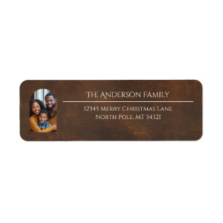 Elegant Arch Family Photo Brown Return Address ラベル