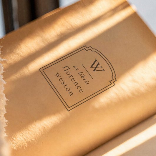 Elegant Arch Frame Monogram Modern Ex Libris Book セルフインキングスタンプ