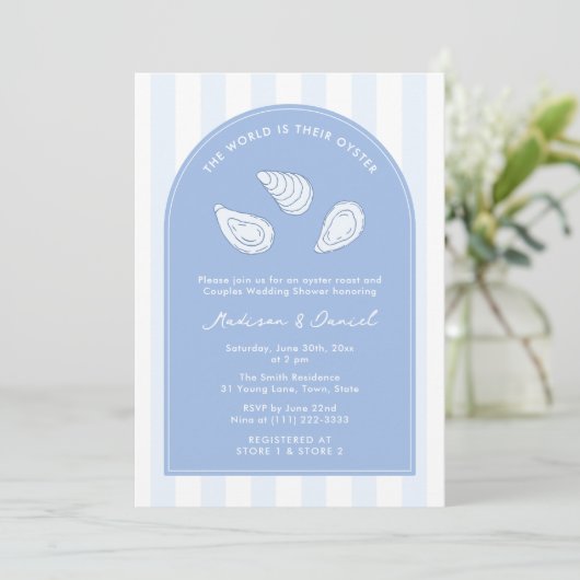 Elegant Arch Oyster Roast Couples Wedding Shower 招待状 (スタンド正面)