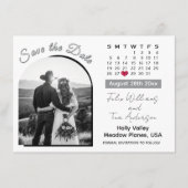 Elegant Arch Photo Black / White Wedding Calendar セーブザデート (正面)