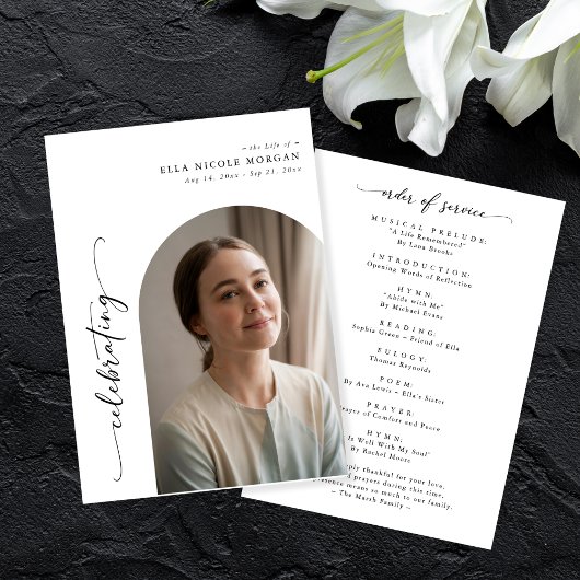 Elegant Arch Photo Celebration of Life Funeral プログラム