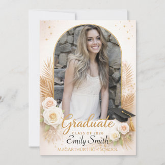 Elegant Arch Photo Graduation Announcement 招待状