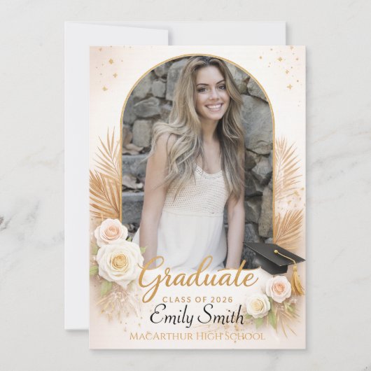 Elegant Arch Photo Graduation Announcement 招待状 (正面)