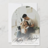 Elegant Arch Photo Green Christmas Holiday Card 招待状 (正面)