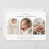 Elegant Arch Photo Newborn Baby Birth Announcement (正面)